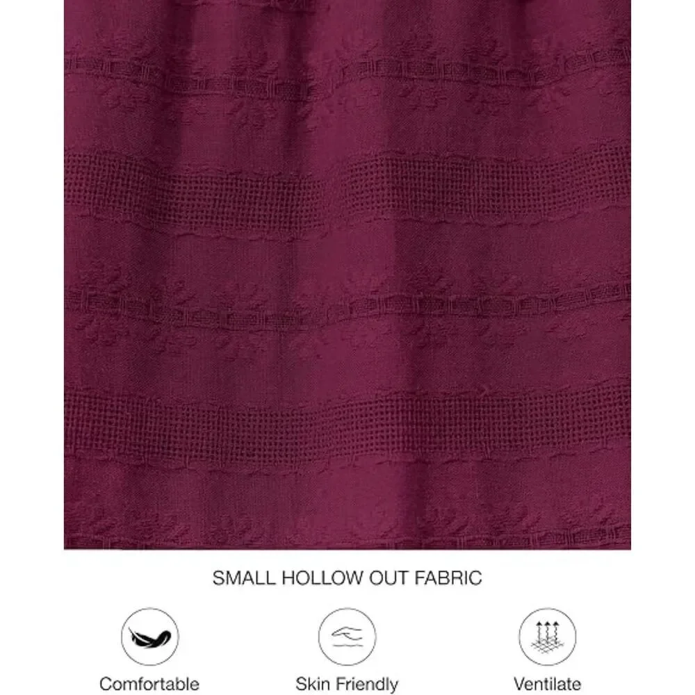 Women's Wine Red V Neck Short Sleeve A Line Summer Casual Maxi Dress Pockets